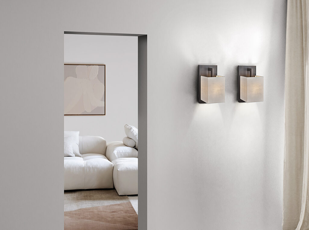 Contardi Heritage Wall Coconette Lamp - White Linen Shade - Brushed Bronze Frame