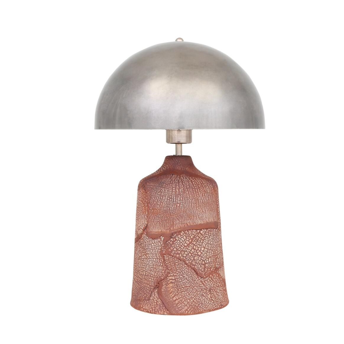 Mullan Cassia Tall Ceramic Table Lamp With Antique Silver Shade - Red Iron
