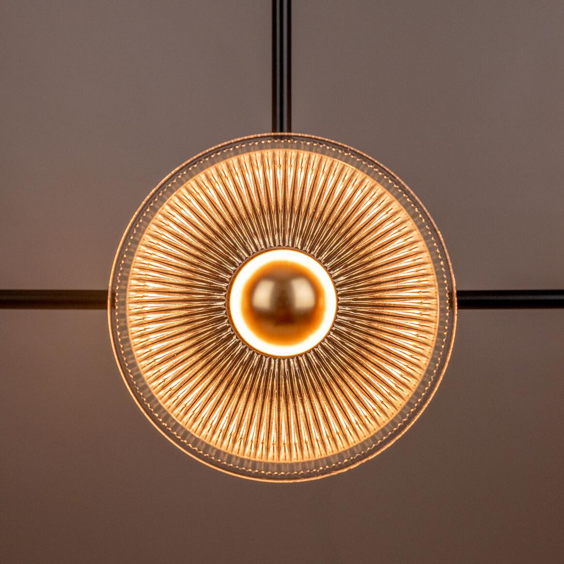 Mullan Eclipse Brass and Prismatic Glass Dish Chandelier - Powder-Coated Matte Black Finish