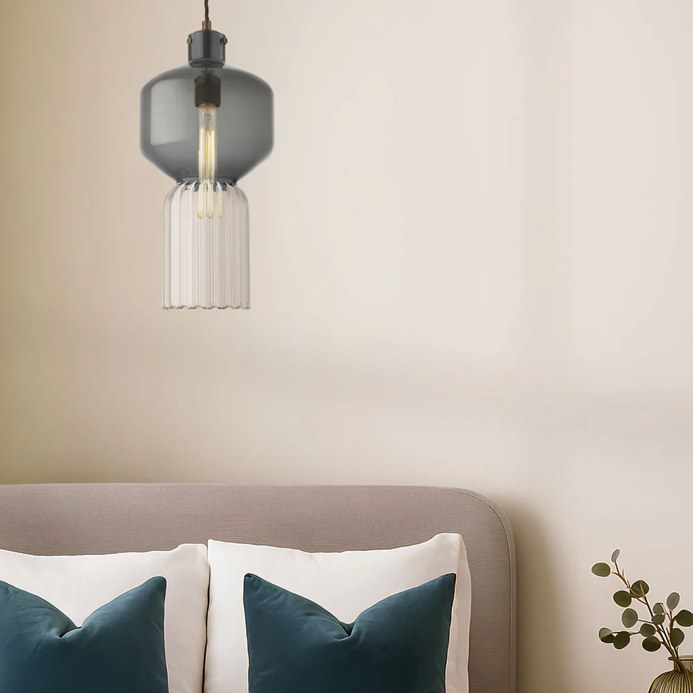 Northern Light - Corvus Pendant Ceiling Lights - Rich Bronze Finish - Smoke Glass Shade