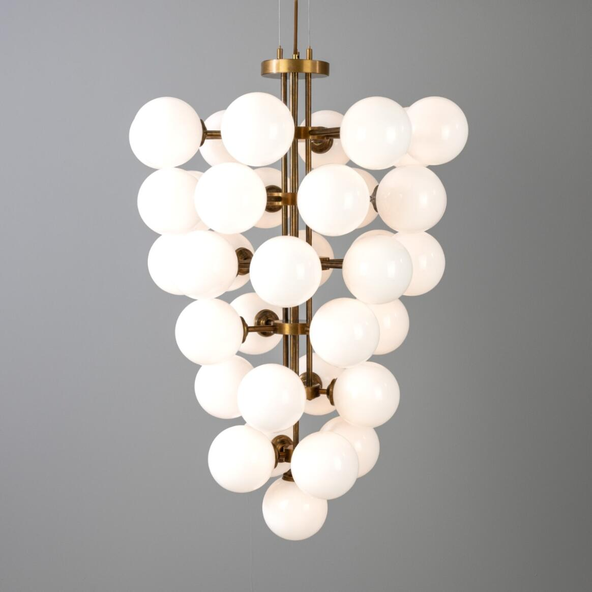 Mullan Merlot Grape Glass Cluster Chandelier 102cm IP20 - Antique Brass Finish