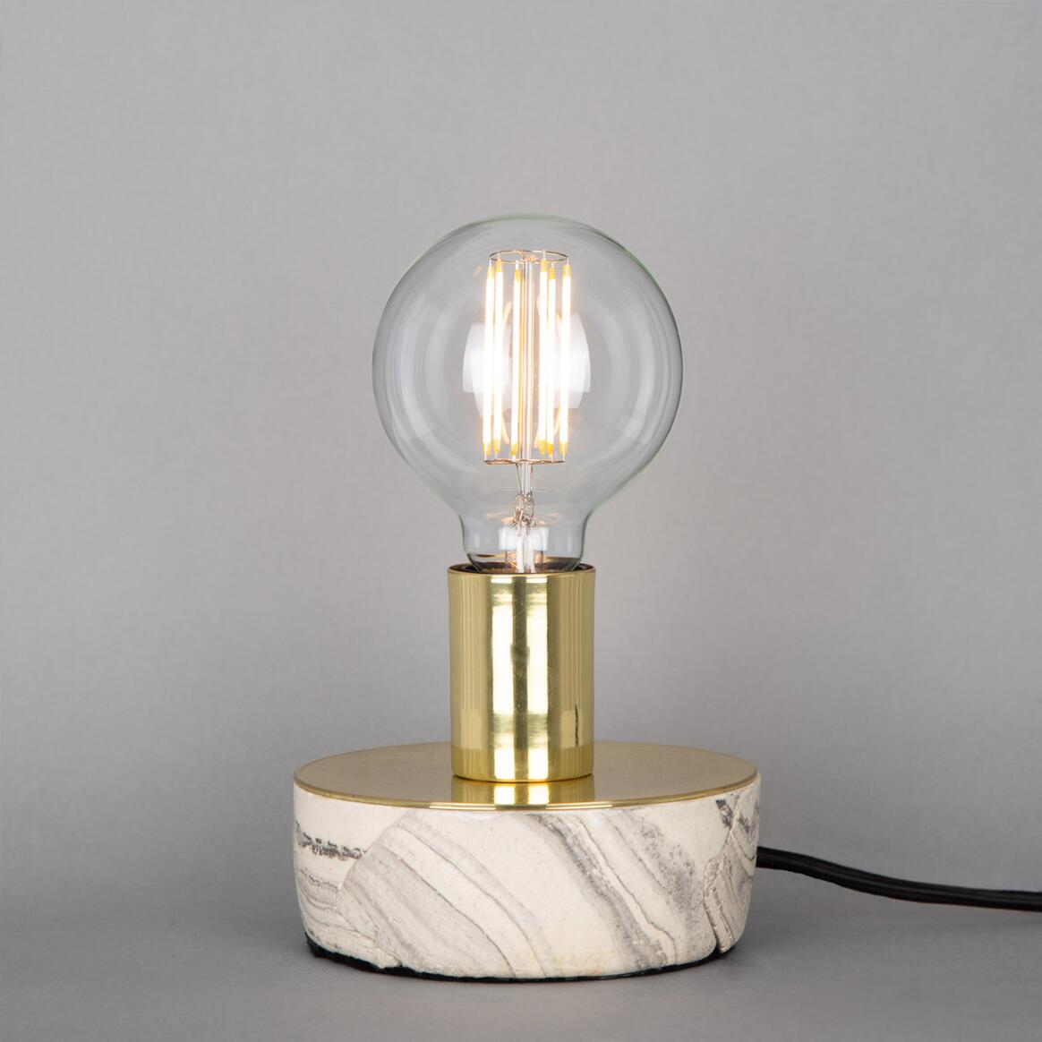 Mullan Fontana Marbled Ceramic and Brass Table Lamp - Polished Brass Finish