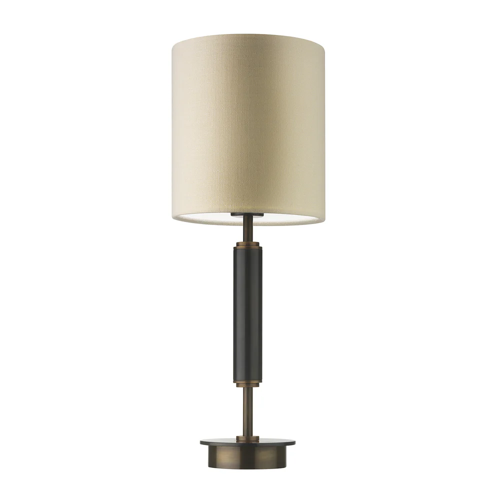 Northern Light - Marcade Table Lamp Medium - Carbonne Rich Bronze Finish - 8" Drum Cream Linen Shade