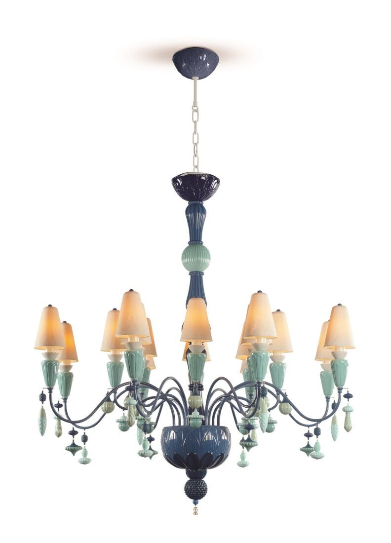 Lladró - Ivy and Seed 16 Lights Chandelier - Ocean