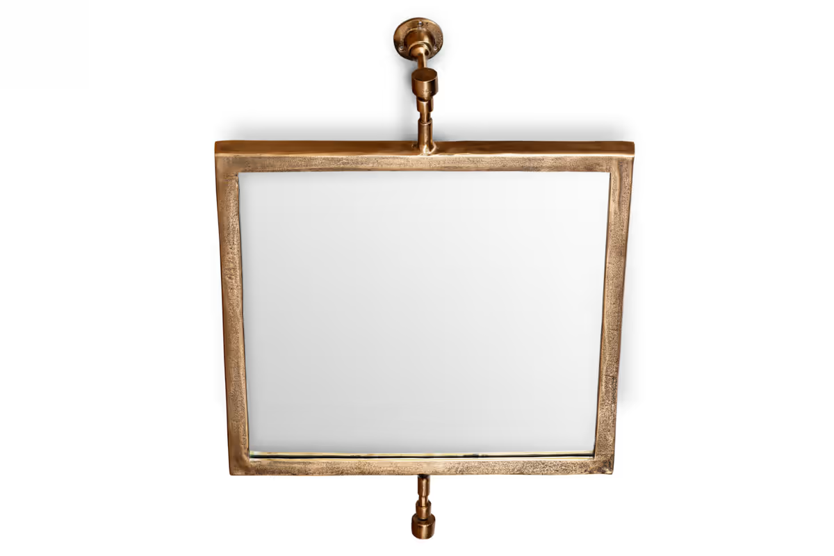 Nkuku - Visala Square Swivel Wall Mirror - Antique Brass