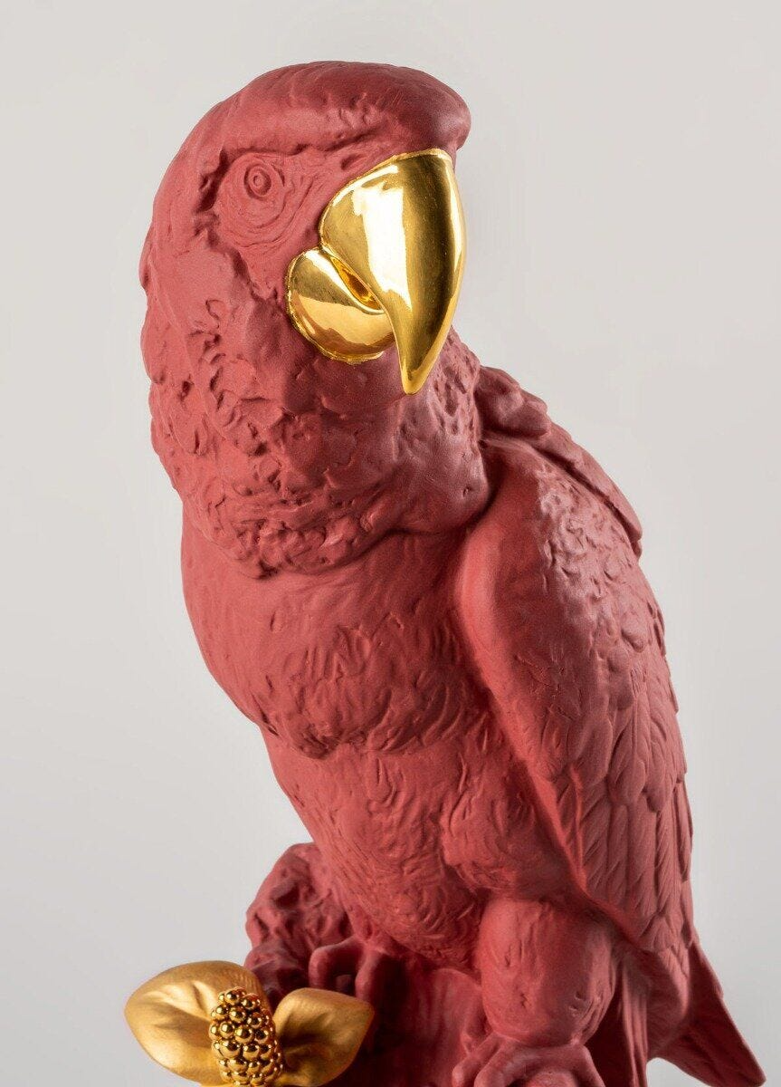 Lladró - Macaw Bird Sculpture - Red-Gold - Limited Edition