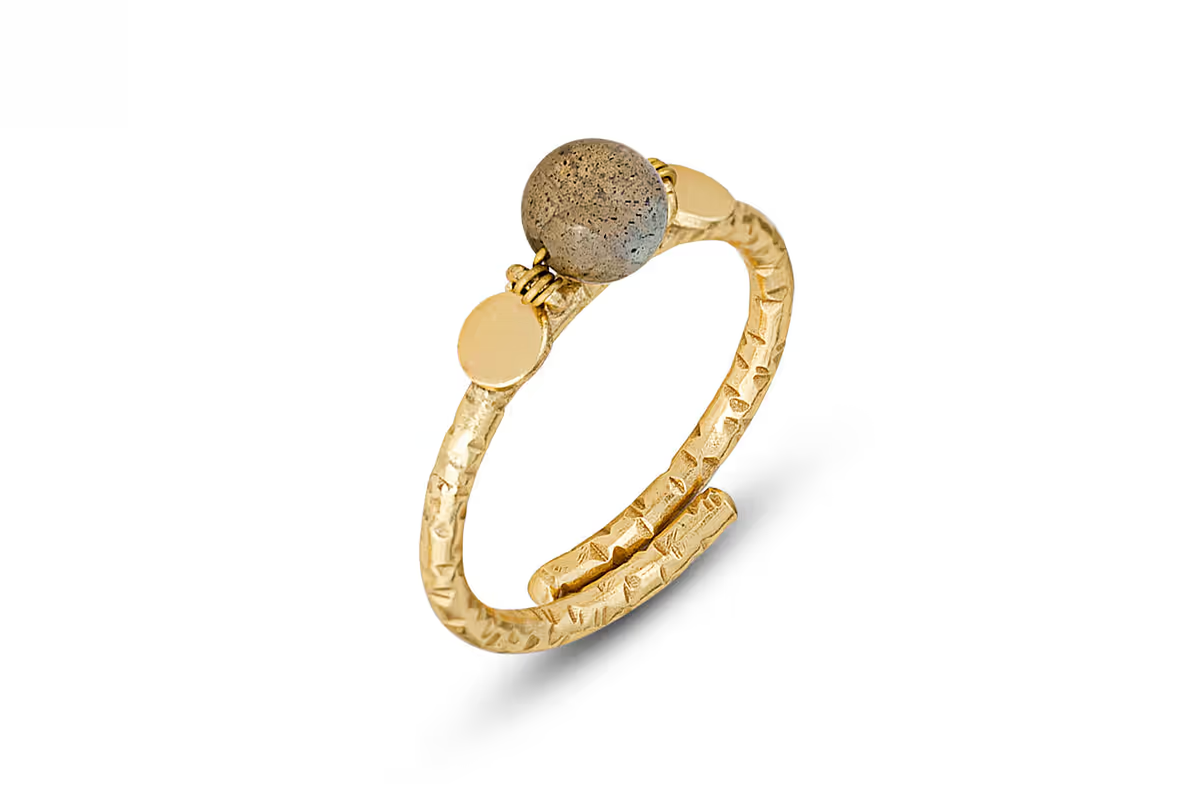 Nkuku - Marai Labradorite Ring - Labradorite & Gold