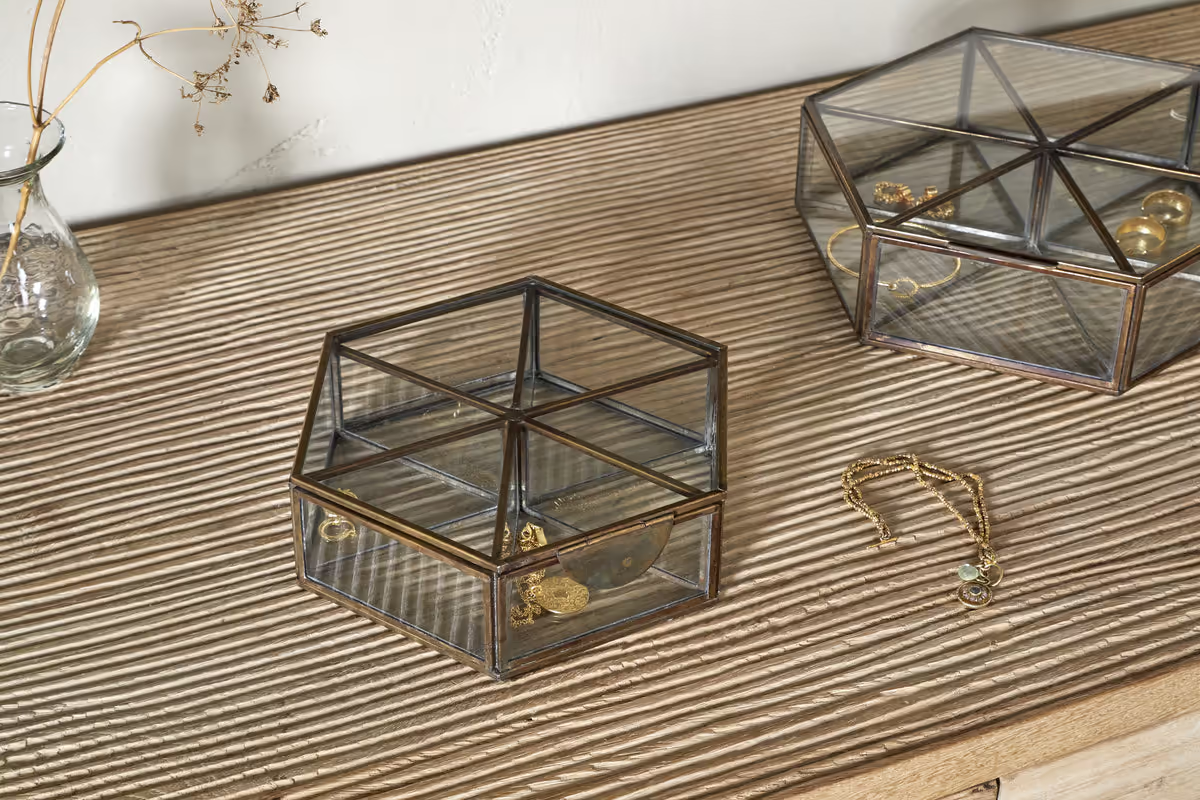 Nkuku - Sitara Jewellery Box - Antique Brass - Small