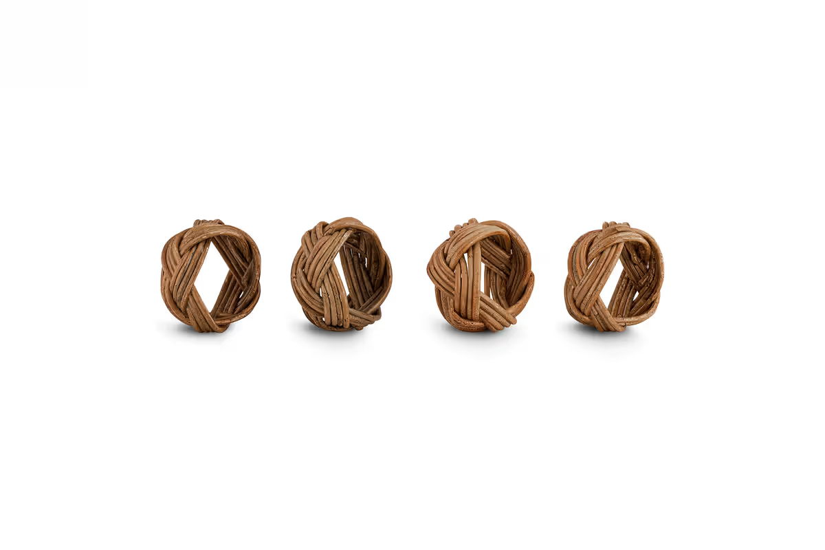 Nkuku - Bersama Rattan Napkin Rings - Natural - Set of 4