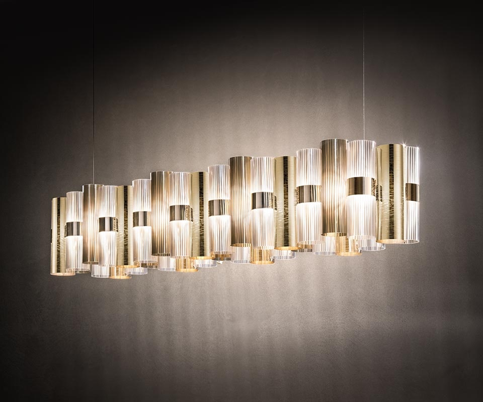 Slamp - La Lollo Linear Suspension Lamp - 140 - Gold
