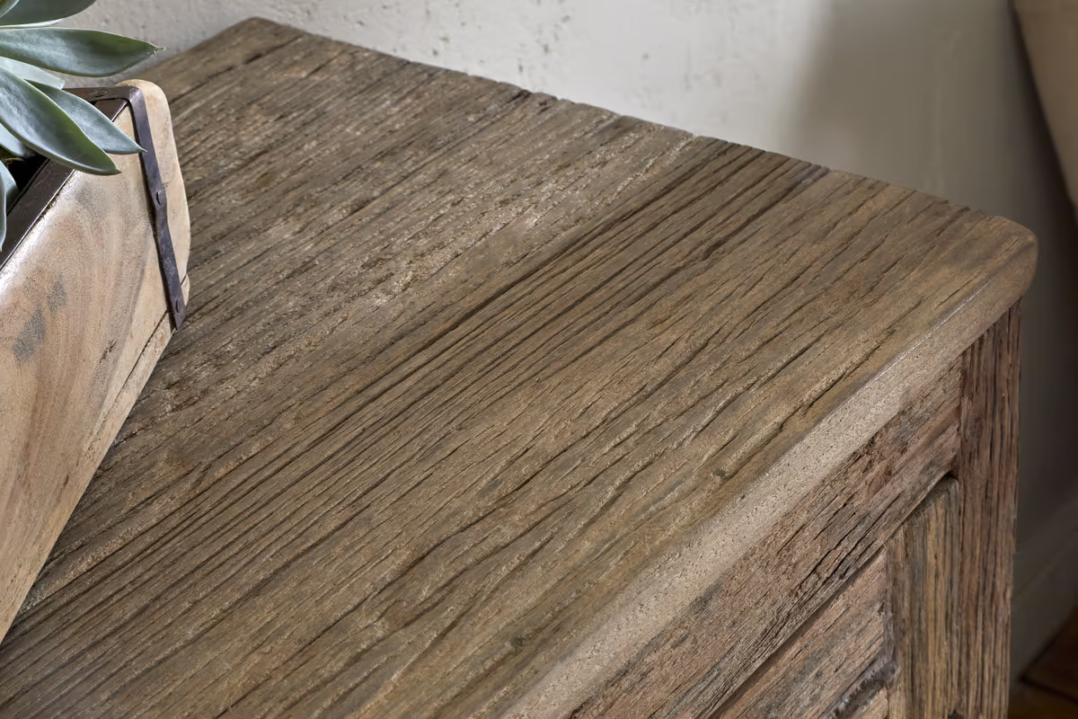 Nkuku - Ibo Reclaimed Wood Slatted Low Cabinet - Natural