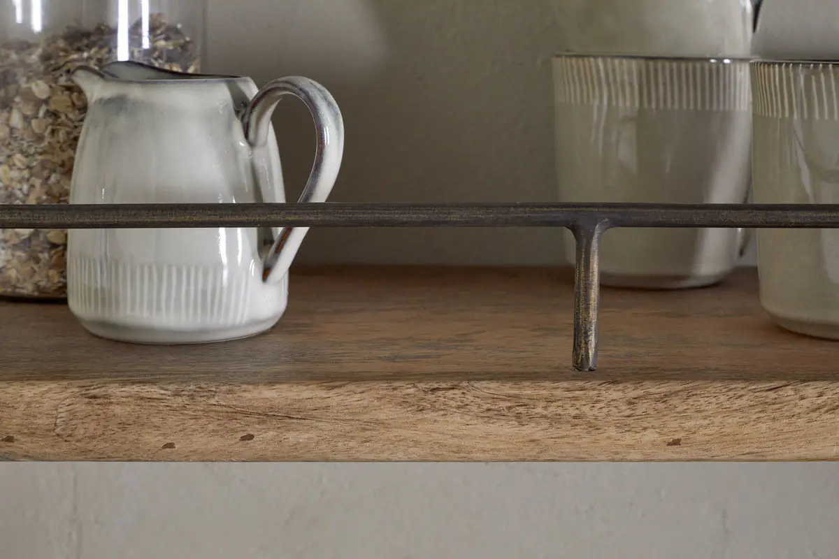 Nkuku - Meera Mango Wood & Iron Gallery Shelf - Natural - Large