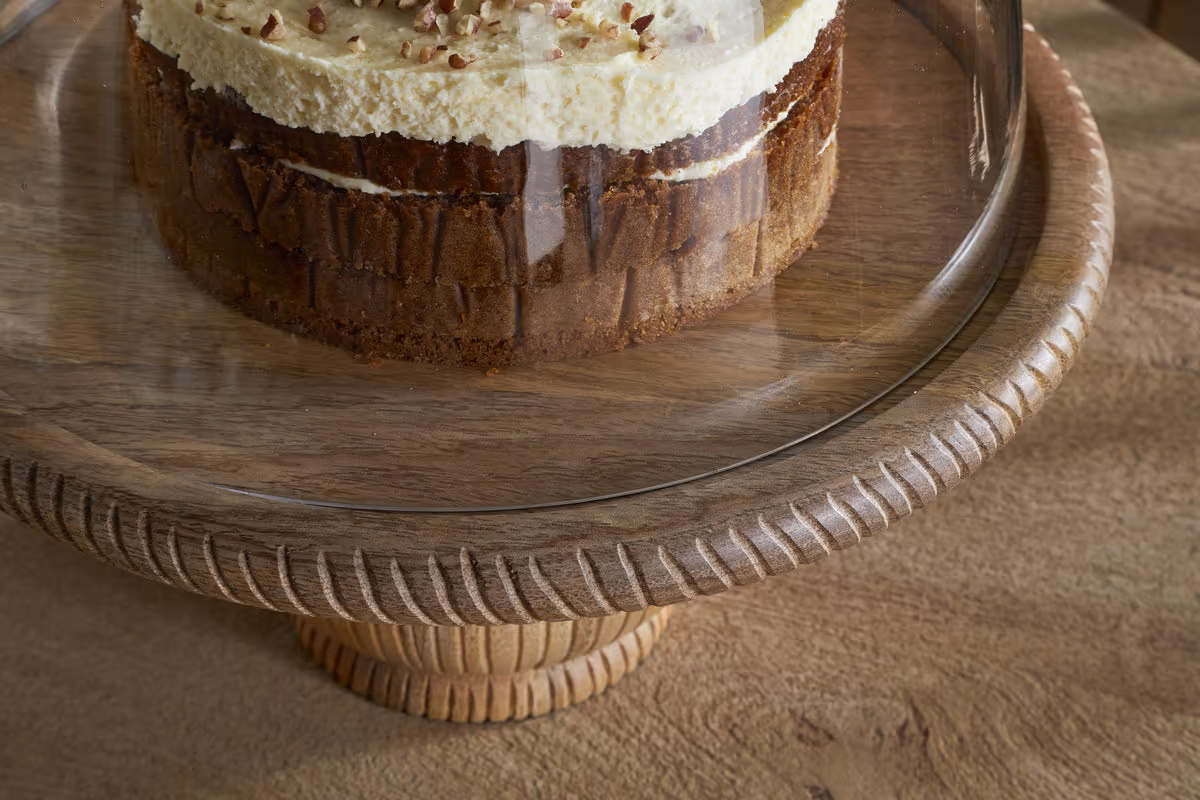 Nkuku - Vivan Glass Cake Stand & Dome - Natural