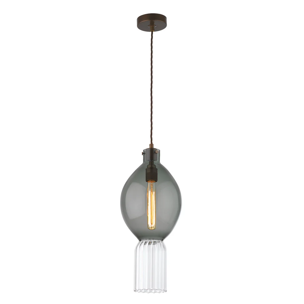 Northern Light - Hestia Pendant Ceiling Lights - Smoke Rich Bronze Finish - Smoke Glass Shade