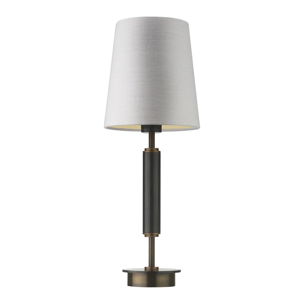 Northern Light - Marcade Table Lamp Medium - Carbonne Rich Bronze Finish - 8" Cone Pearl Grey Gold Lining Shade