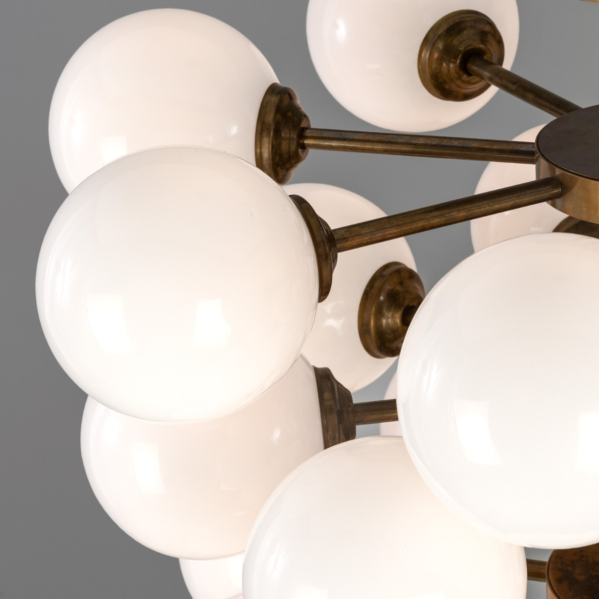 Mullan Merlot Grape Glass Cluster Chandelier 102cm IP20 - Antique Brass Finish