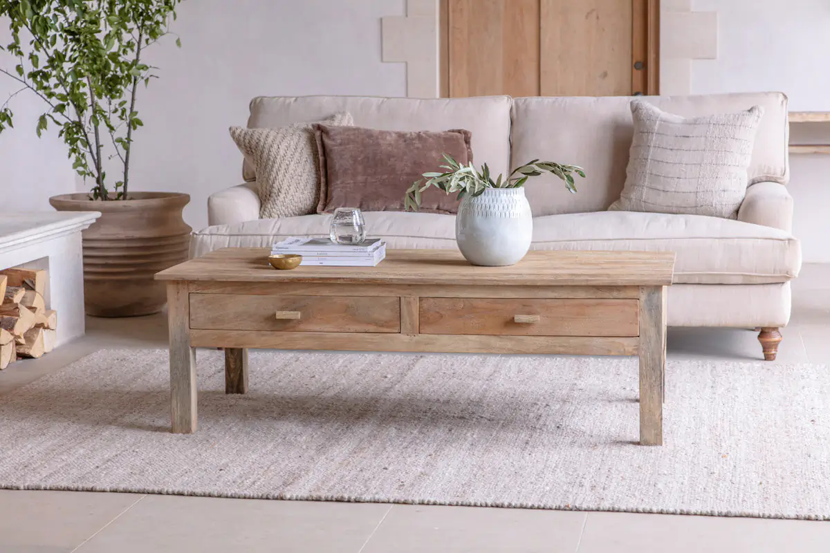 Nkuku - Laali Grooved Mango Wood Coffee Table - Natural