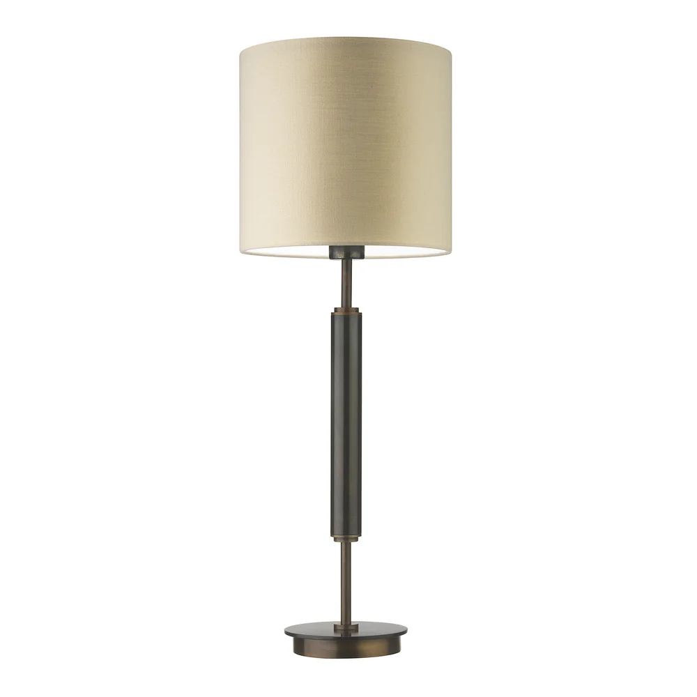 Northern Light - Marcade Table Lamp Large - Carbonne Rich Bronze Finish - 10" Drum Cream Linen Shade