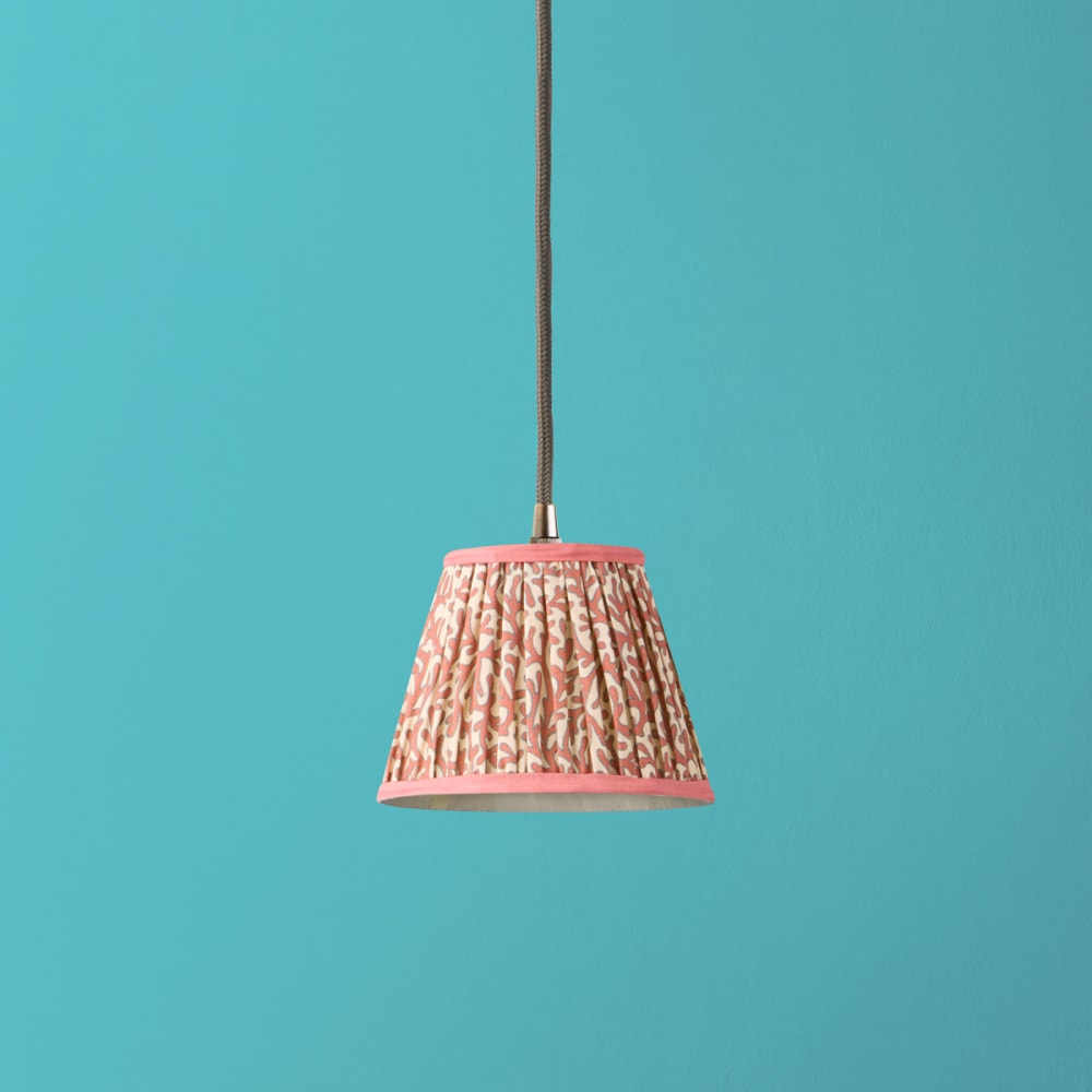 Pooky - Pendant Light Shade - 18cm - Red Aqua Tuffley Gathered Cotton