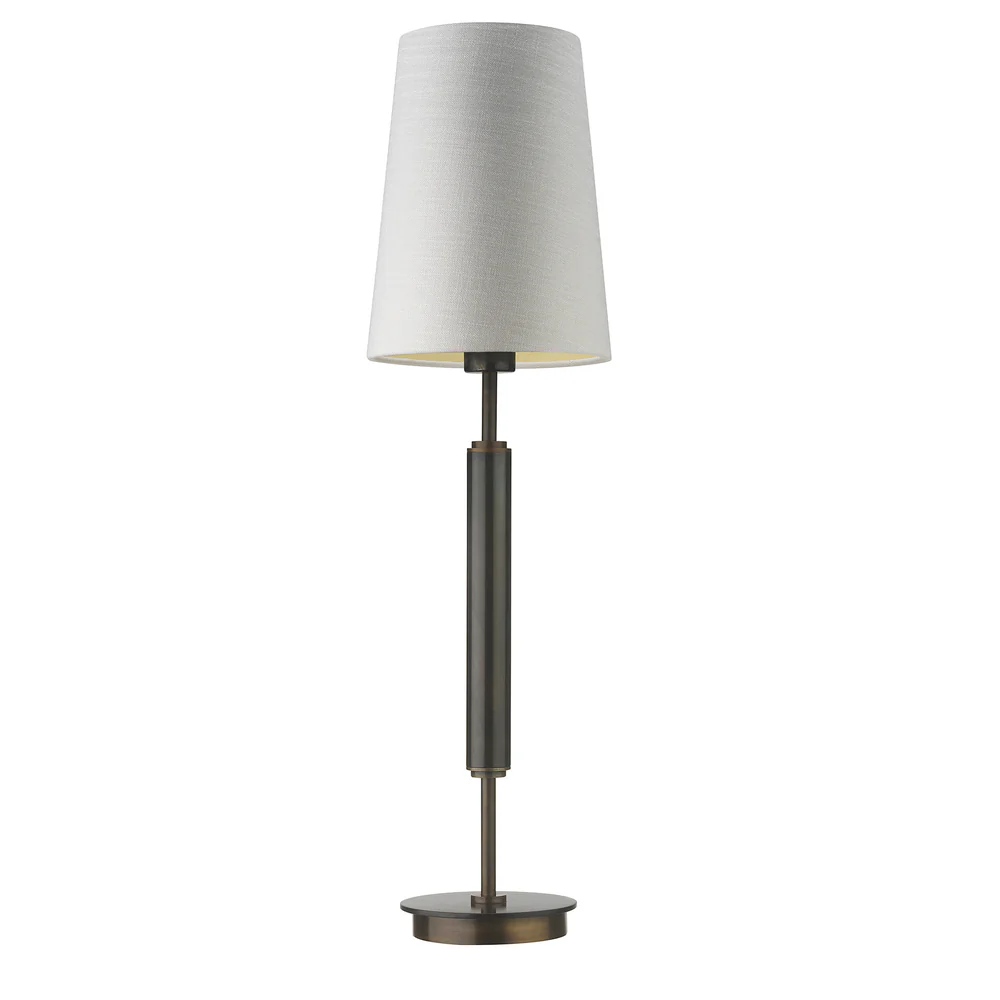 Northern Light - Marcade Table Lamp Large - Carbonne Rich Bronze Finish - 8" Cone Pearl Grey Gold Lining Shade