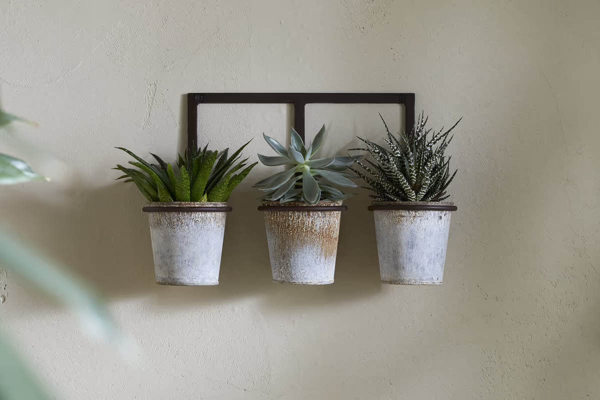 Nkuku - Tukana Triple Wall Hung Planter - Zinc