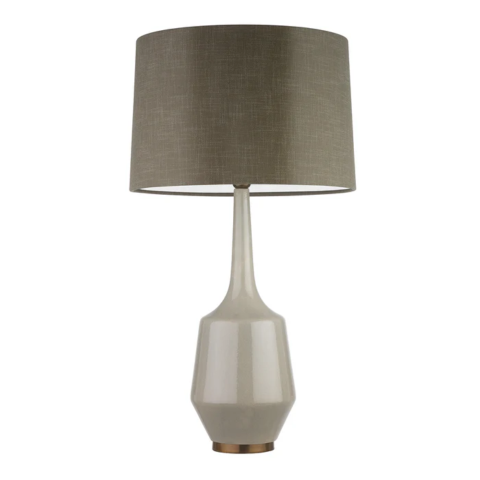 Northern Light - Lorca Table Lamp - Stone Reactive Glaze Old English Brass Light Finish - 18" Soho Drum Helsinki Connaught Linen Shade