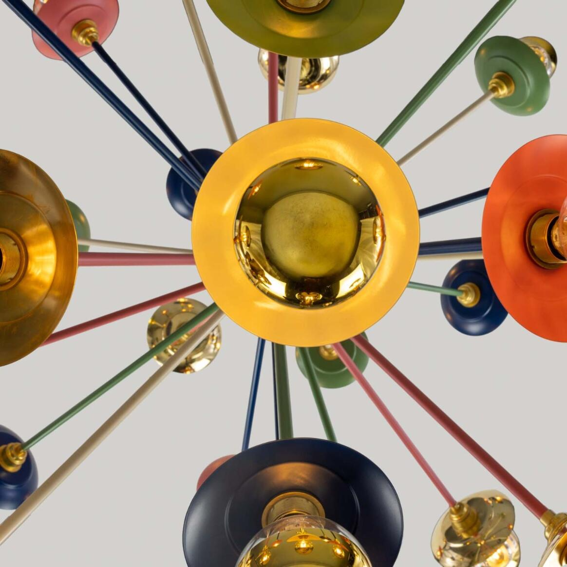 Mullan Tokyo Multi-Coloured 29-Arm Brass Sputnik Chandelier 120cm IP20 - Satin Brass Finish