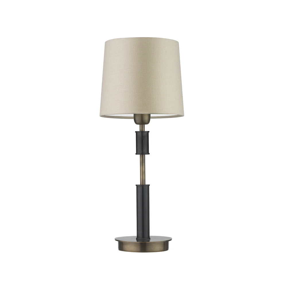 Northern Light - Lasdun Table Lamp Medium - Old English Brass Light Carbonne Finish - 8" Soho Drum Saxon Ivory Shade