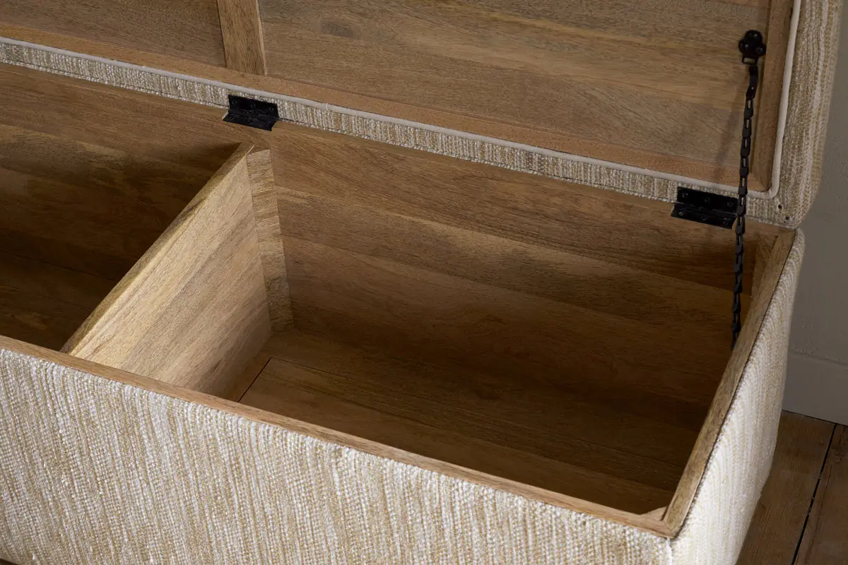 Nkuku - Aranya Cotton & Jute Upholstered Storage Bench - Natural