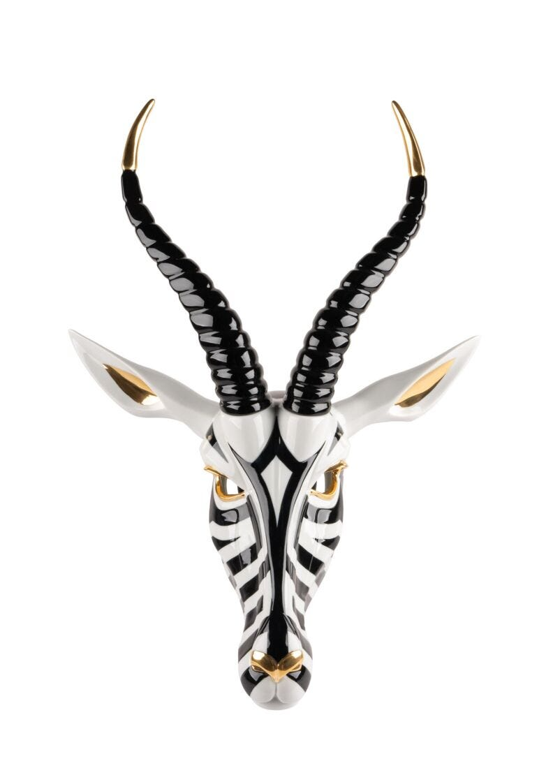 Lladró - Antelope Mask - Black and Gold