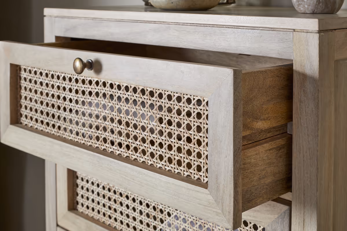 Nkuku - Kanz Mango Wood Tall Boy Chest of Drawers - Natural