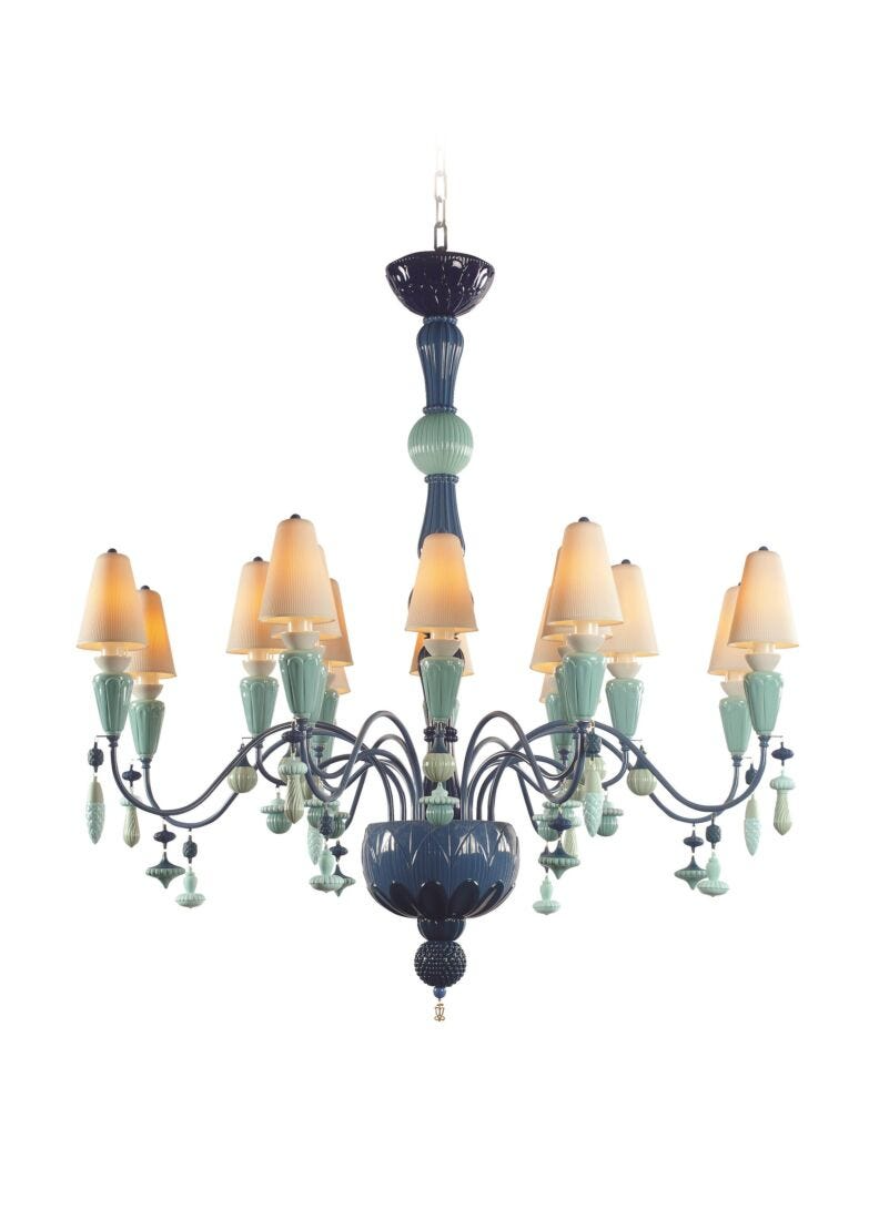 Lladró - Ivy and Seed 16 Lights Chandelier - Ocean