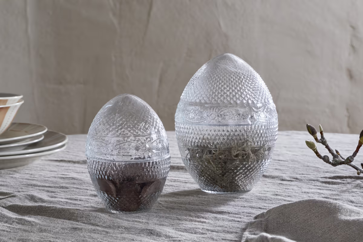 Nkuku - Essan Recycled Glass Opening Egg - Clear - Large