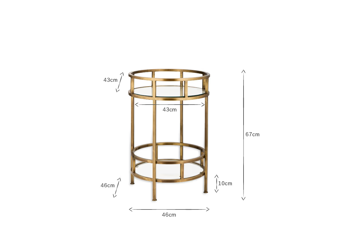 Nkuku - Nakuru Iron & Glass Drinks Table - Brass