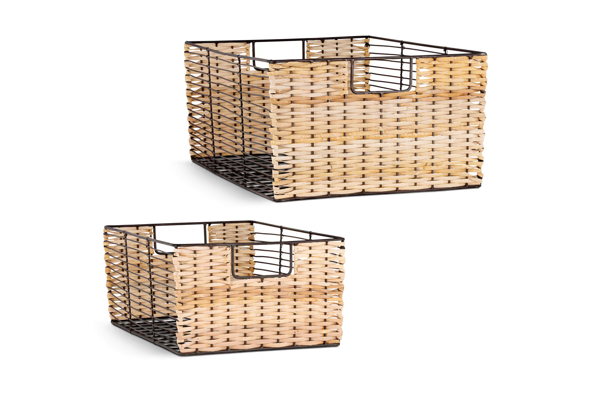 Nkuku - Montali Iron & Rattan Storage Baskets - Natural