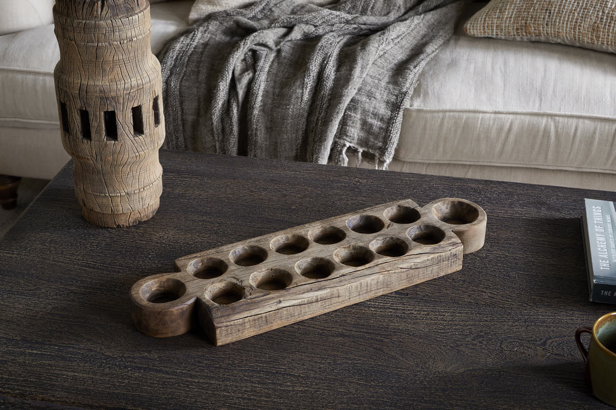 Nkuku - Makala Reclaimed Wood Tealight Holder - Natural