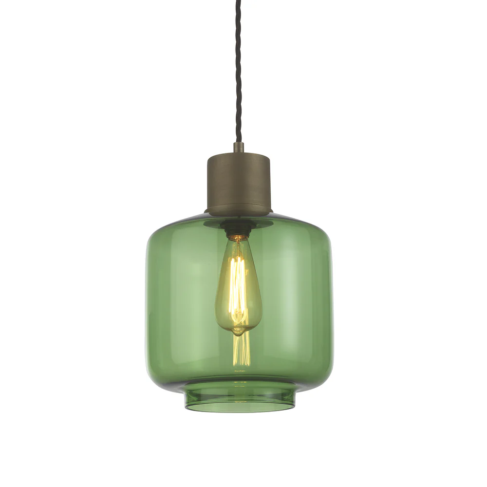 Northern Light - Warner Pendant Ceiling Lights -  Emerald Brass Medium Finish - Emerald Glass Shade