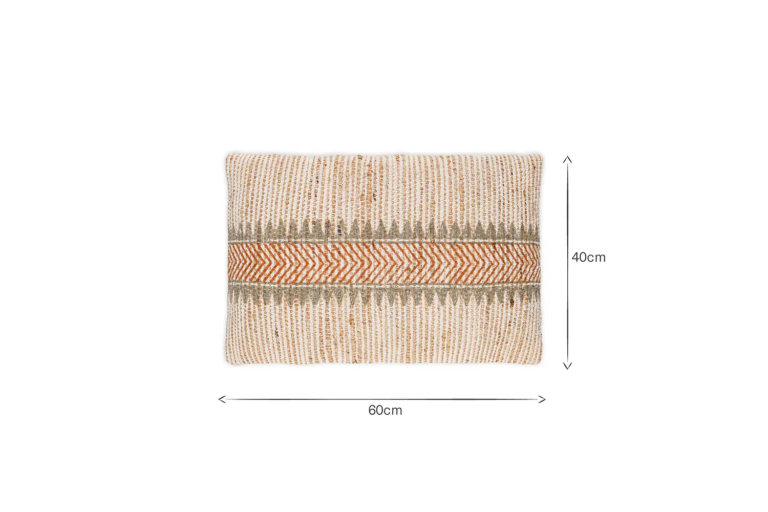 Nkuku - Zairya Jute & Cotton Cushion Cover - Natural & Rust - 60 x 40cm - With Cushion Inner