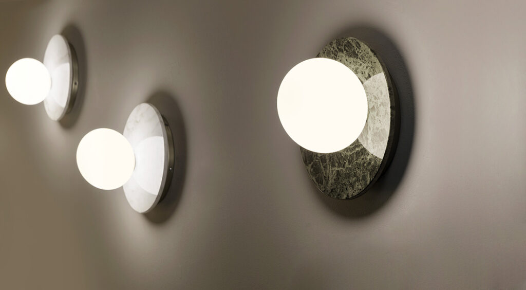 Contardi Emma Wall Lamp - White Calacatta Marble Frame - Opal White Global 135mm Diffuser