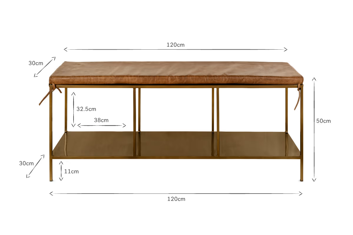 Nkuku - Mahi Iron & Leather Bench