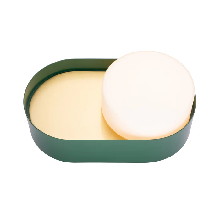 Northern Light - Windermere Opal Table Lamp - Green Brushed Brass Finish - Matt Opal Glass Drum 180mm Shade