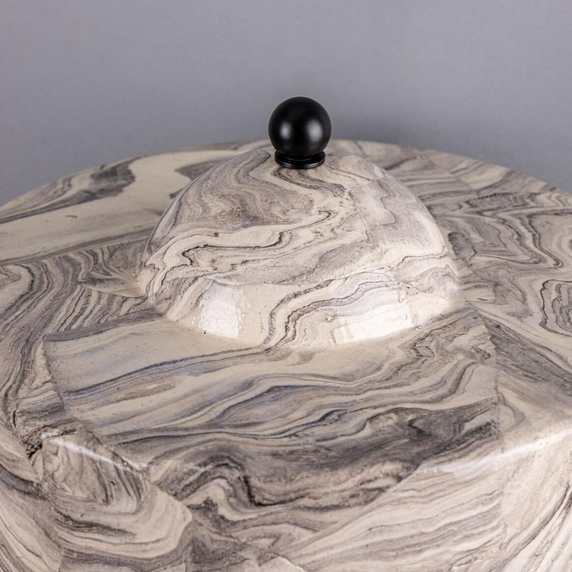 Mullan Seville Marbled Ceramic Mid-Century Modern Table Lamp - Powder Coated Matte Black Finish