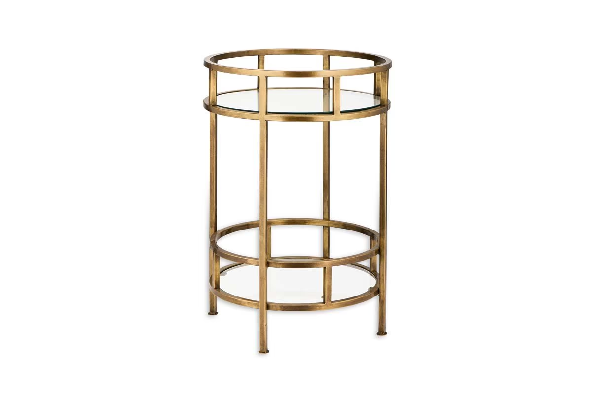 Nkuku - Nakuru Iron & Glass Drinks Table - Brass