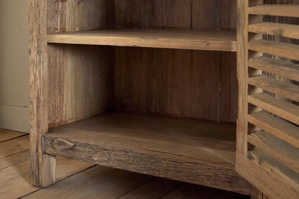 Nkuku - Ibo Reclaimed Wood Slatted Low Cabinet - Natural