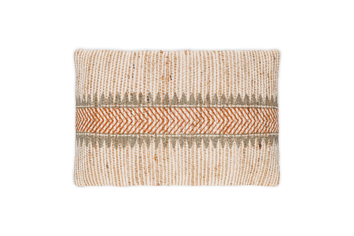 Nkuku - Zairya Jute & Cotton Cushion Cover - Natural & Rust - 50 x 50cm - Without Cushion Inner