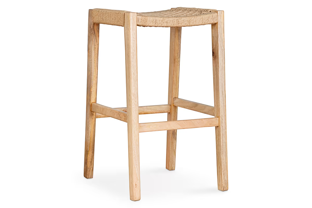 Nkuku - Aamani Mango Wood & Cord Counter Stool - Natural
