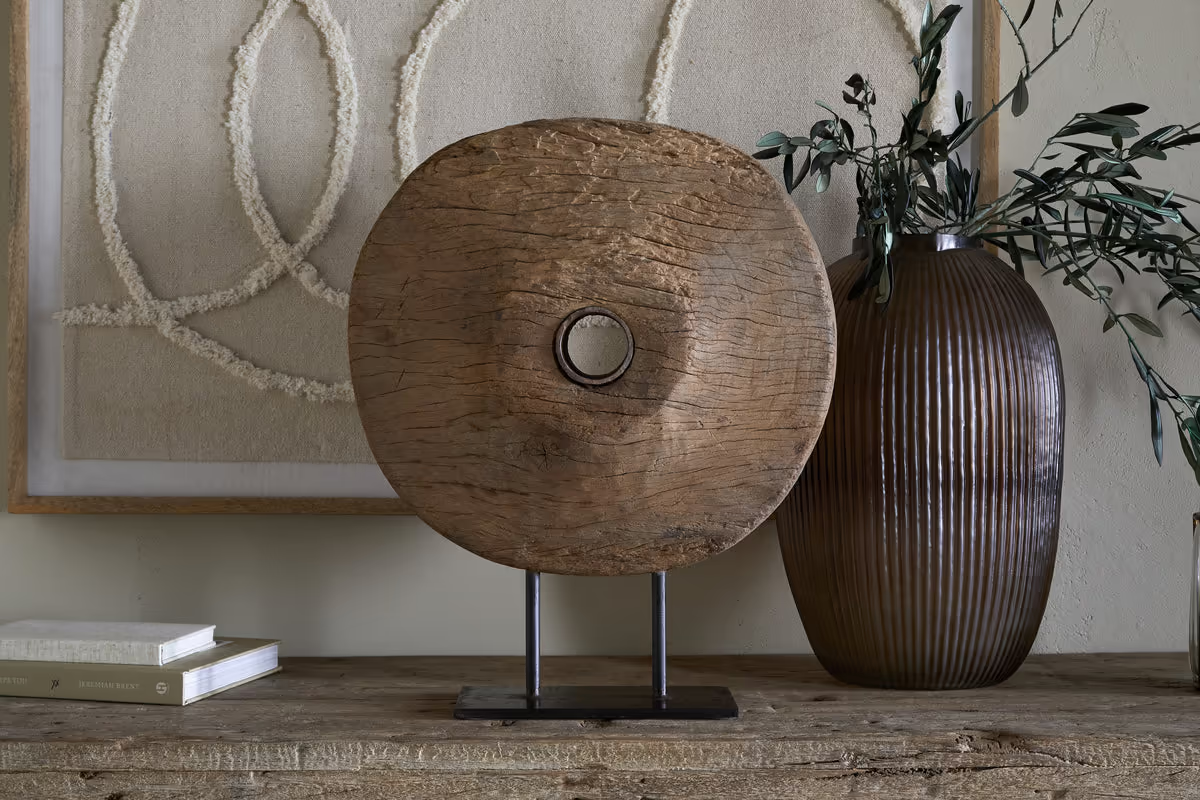 Nkuku - Cala Reclaimed Wood Objet on Stand - Natural