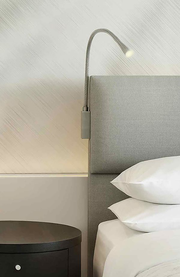 Contardi Lighting Flexiled wall Lamp - l.600 - Satin Nickel - Braided Steel Mesh - With Switch