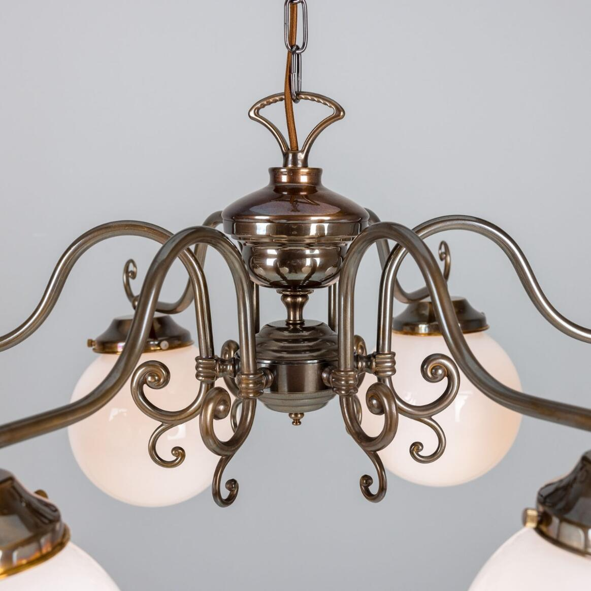 Mullan Kilturk Traditional Chandelier with Opal Glass Globes Six-Light - Antique Brass Finish