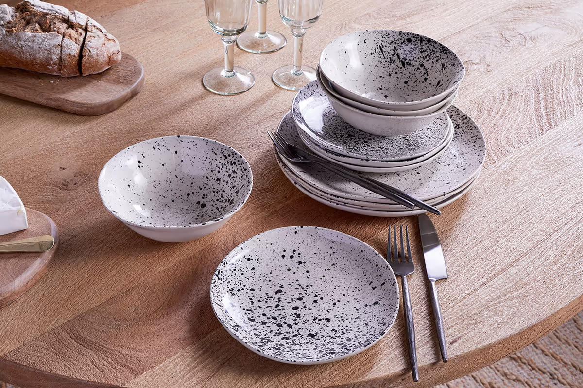 Nkuku - Ama Splatter Dinnerware Set - (Set of 12)